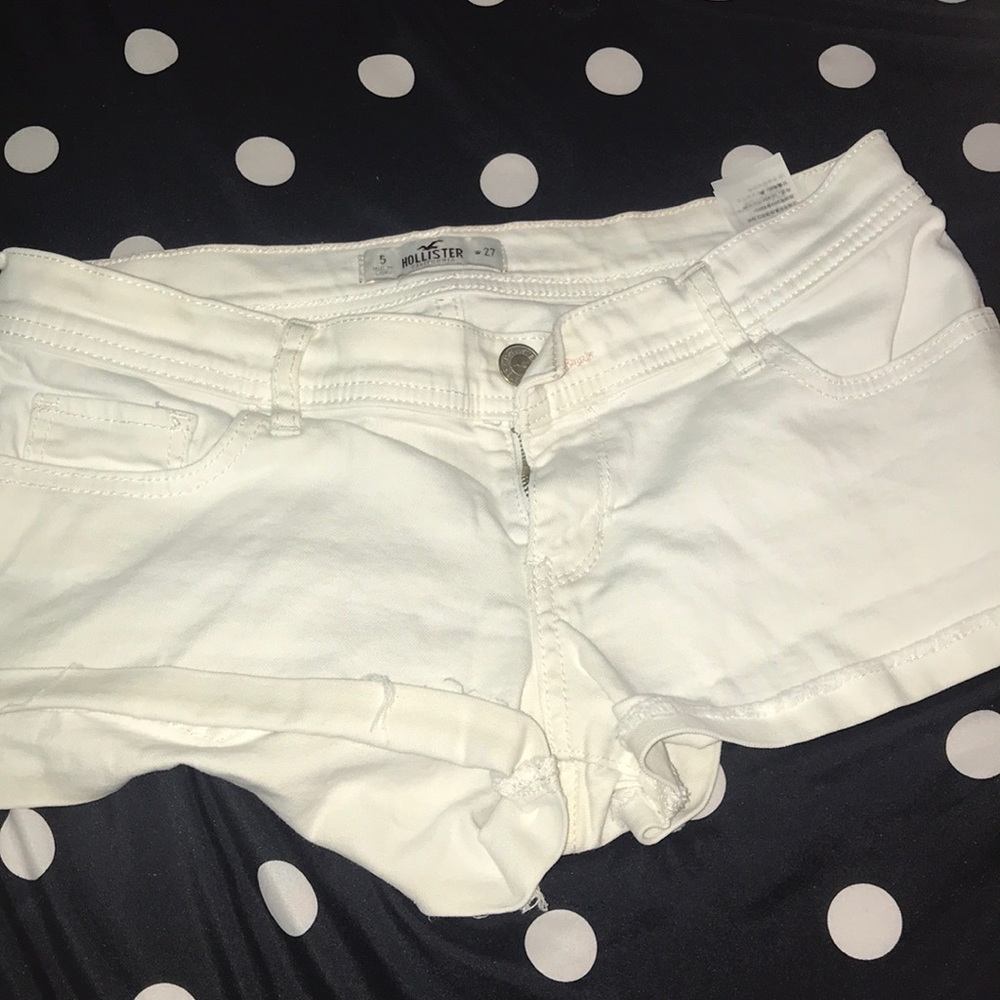 Hollister white denim shorts